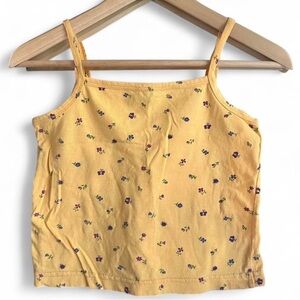 90s Northern Getaway Yellow Floral Nature Design Cute Cottagecore Crop Top XS